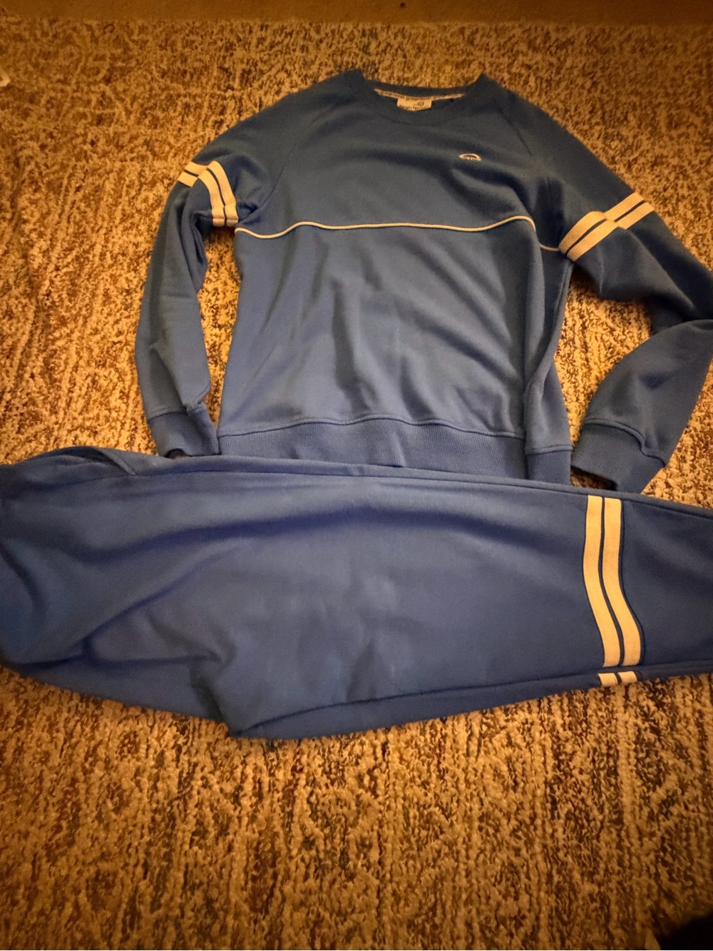 Sergio Tacchini Blue mens track Set with Cream Stripes